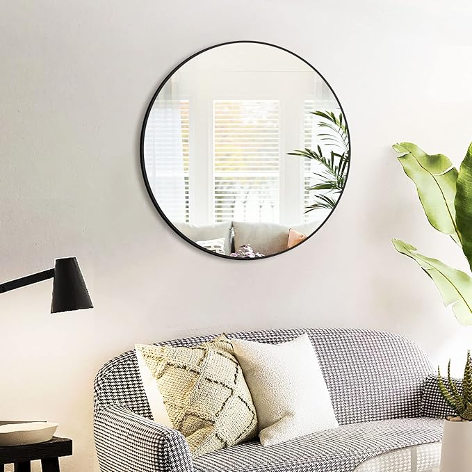 HARRITPURE Round Mirror 19.6" Black Wall Mounted Circle Mirror - Image 9