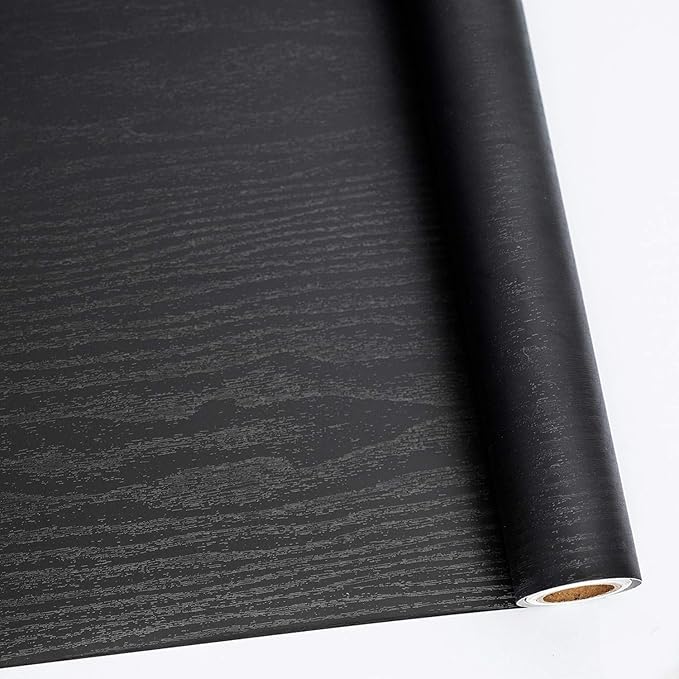 Abyssaly Black Wood Peel and Stick Paper 17.7 in X 413 in Decorative by Abyssaly