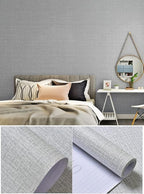 Fabric Peel and Stick Wallpaper Gray Faux Grasscloth Wallpaper Self-Adhesive - Image 6