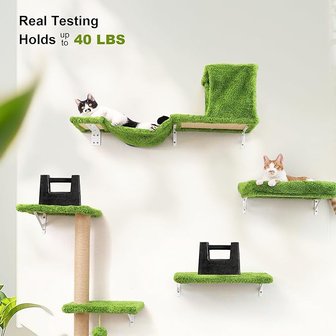 FUKUMARU Cat Wall Shelves, Stable & Safe 5 in 1 Cat Walls Furniture Set - Image 5
