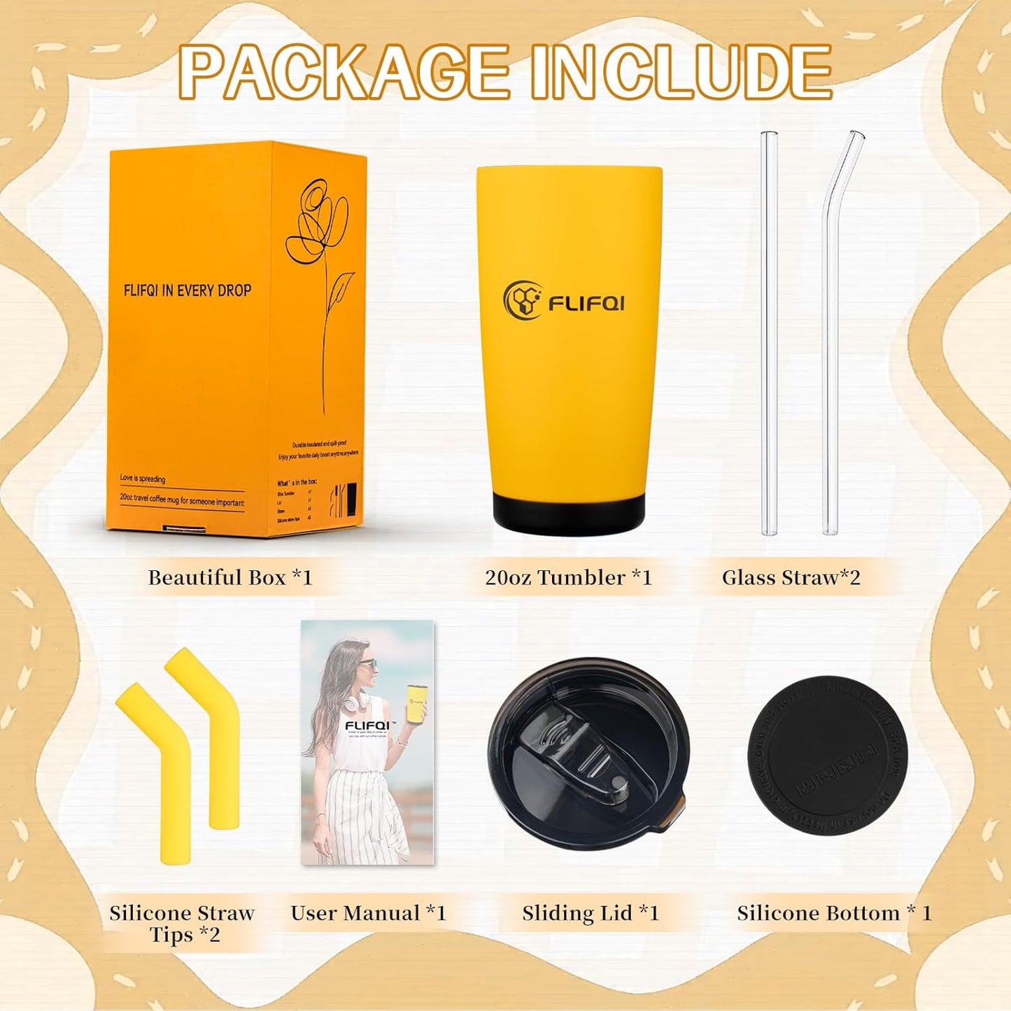 Ideal Gift for Women 20oz Tumbler with Lid & Straw Double Wall Vacuum Insulated Travel Coffee Mug Stainless Steel Tumbler Thank You Gift Birthday & Friendship Present for Mom Friends Sister Coworkers