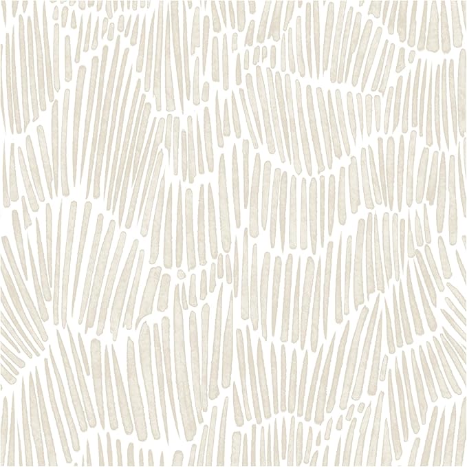 Theper Beige Peel and Stick Wallpaper Boho 17.3"×118" Modern Striped Removable by Theper