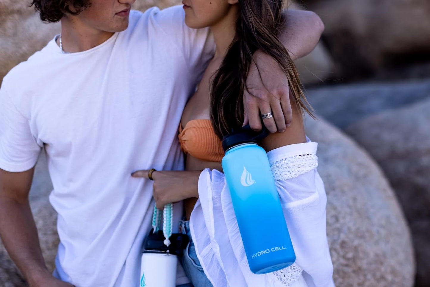 HYDRO CELL Stainless Steel Insulated Water Bottle with Straw - For Cold & Hot Drinks - Metal Vacuum Flask with Screw Cap and Modern Leakproof Sport Thermos for Adults (Sky/Blue 40oz)