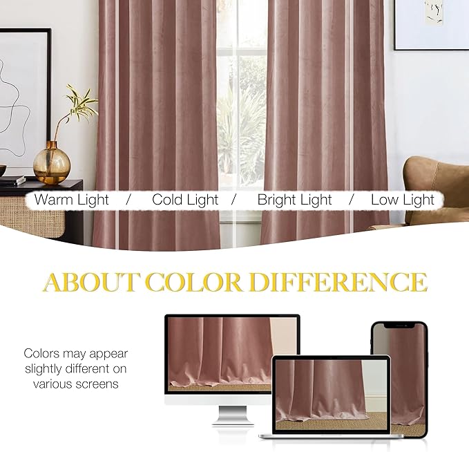 NICETOWN Dusty Pink Velvet Curtains - Image 5