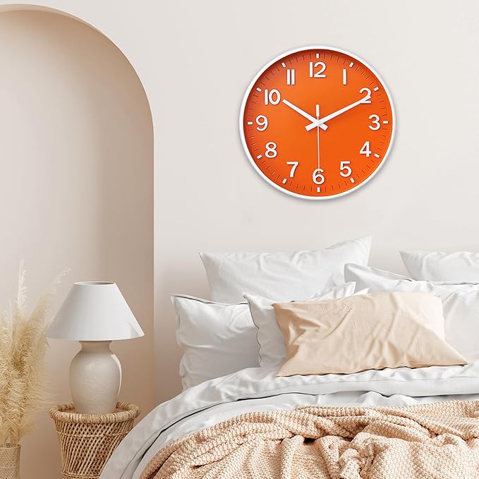 HZDHCLH Wall Clocks Battery Operated, Wall Clock Orange, 8 inch Wall Clock - Image 7
