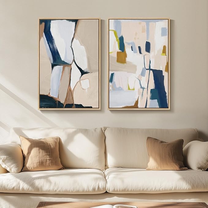 Framed Neutral Abstract Wall Art - Image 2