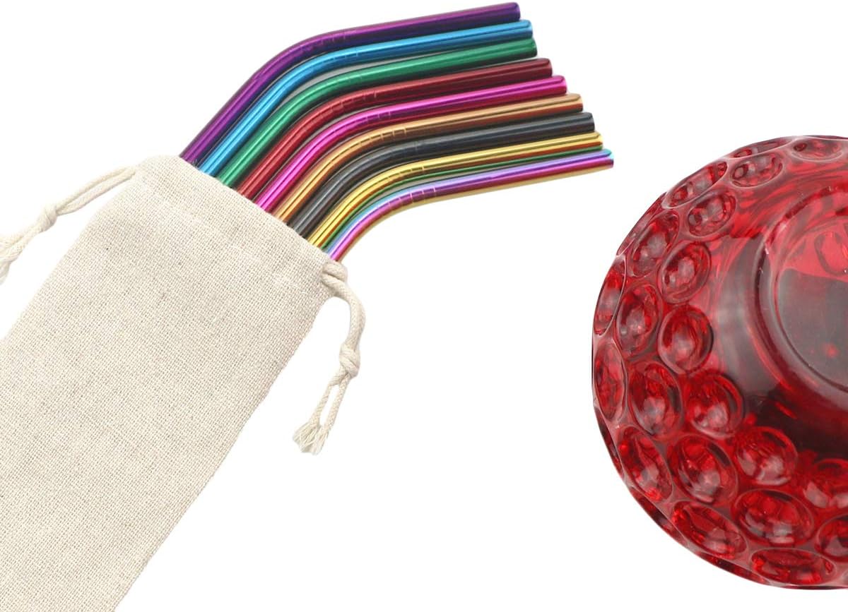 Gugrida Metal Straws Stainless Steel Straws 8.5" Drinking Straws Reusable 3 Set - Ultra Long Muti Color-Cleaning Brush for 20/30 Oz for Trail Tumblers Yeti RTIC SIC Ozark (2 Straight|1 Bent|1 Brush）