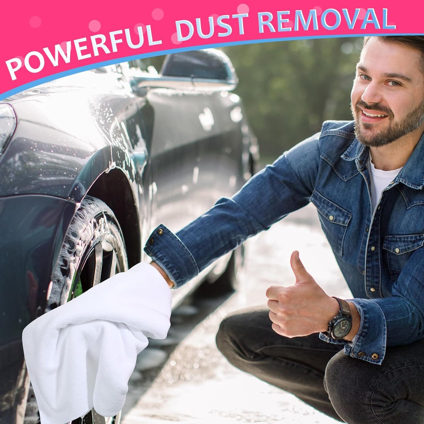 Newwiee 3 Pcs Extra Large Microfiber Cleaning Cloth 30" x 20" Washable Reusable Microfiber Towel Streak Free Lint Free Cloth for Cleaning Home Glass Office Window Bathrooms (Pink,Yellow,Light Blue)