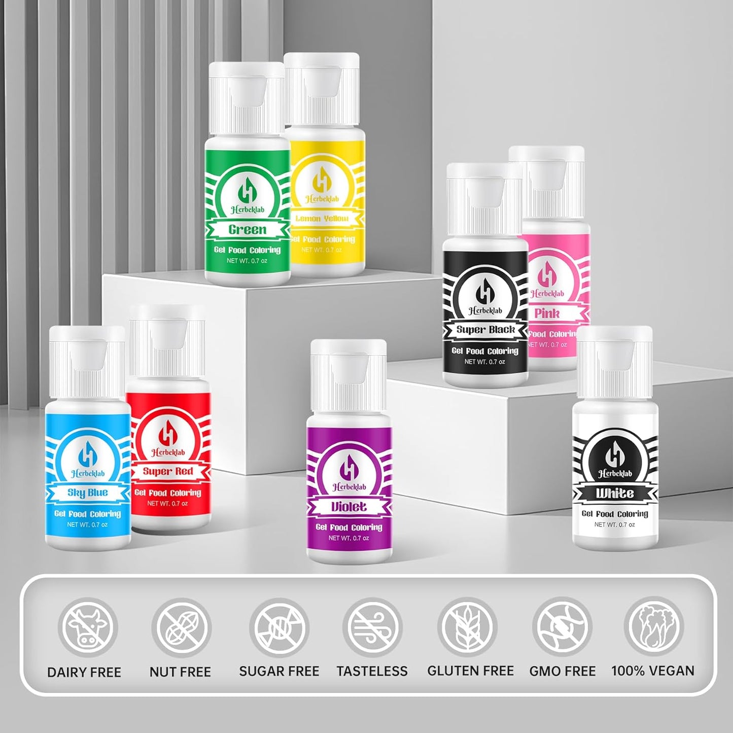 Gel Food Coloring 8 Colors x 0.7 oz Concentrated Gel Based Food Dye Vibrant Icing Colors Neon Food Coloring for Baking Cake Decorating Cookies Fondant