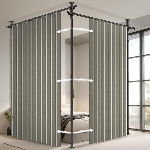 100% Blackout Room Divider Curtains Sets Grey W100 x L96 in 2 Panels No Drill by AJAZZ