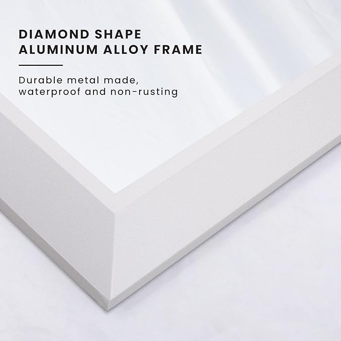 Amorho Bathroom Mirror, 28x32 Inch White Framed Bathroom Mirrors - Image 6