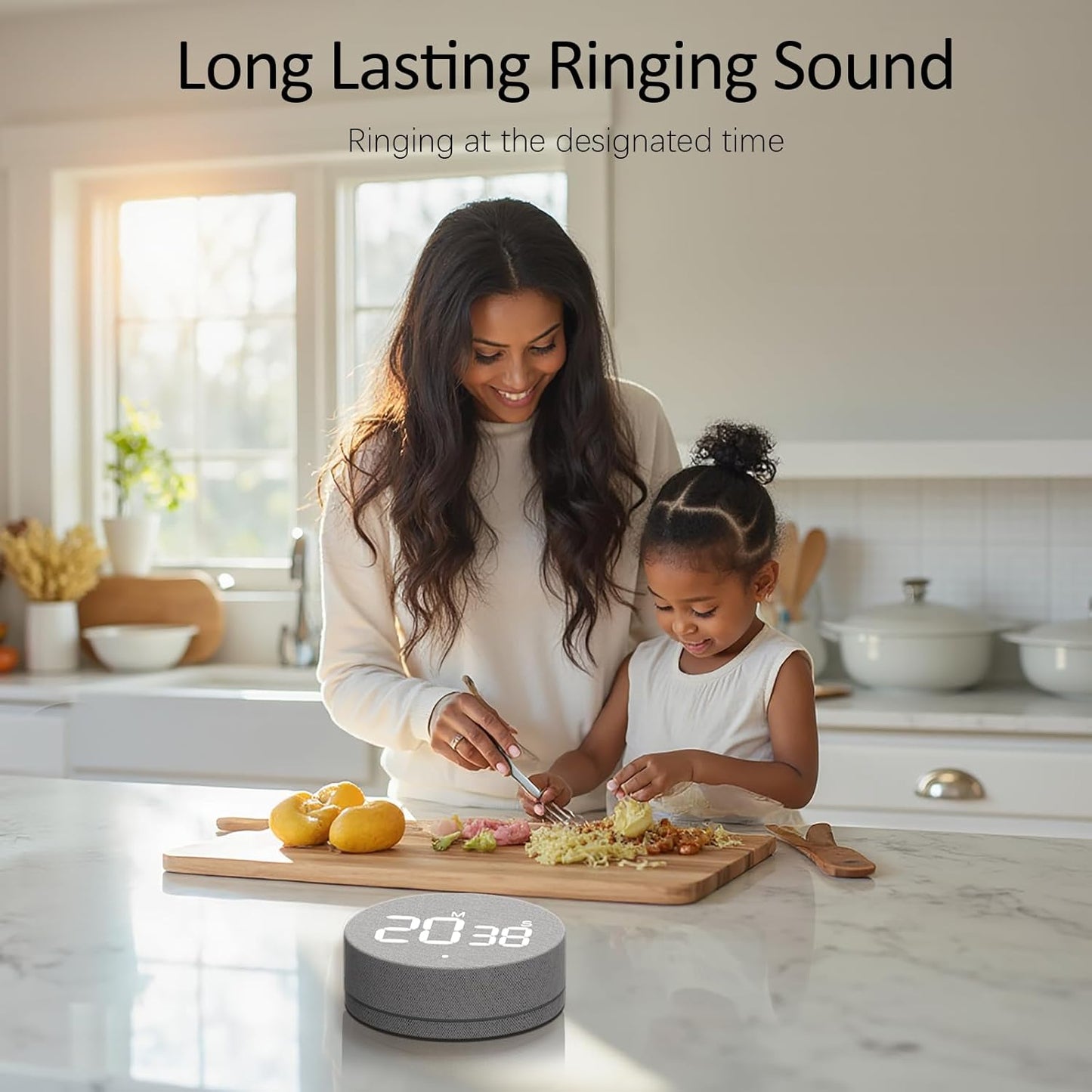 AVINIA Fabric Digital Kitchen Timer, Rechargeable with Large LED Display 0-99Mins, Magnetic Countdown Timers for Home Classroom Office Fitness Grey