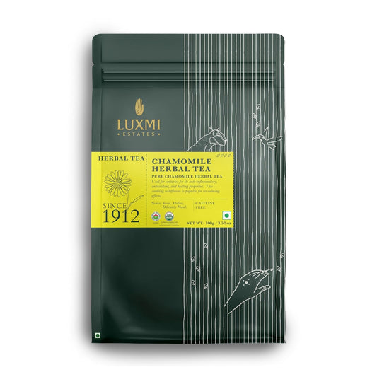Luxmi Estates Chamomile Herbal Tea 100g Loose Leaf Tea | Herbal Tea | Caffeine-Free | Single Ingredient | 50 Cups Bulk Pack