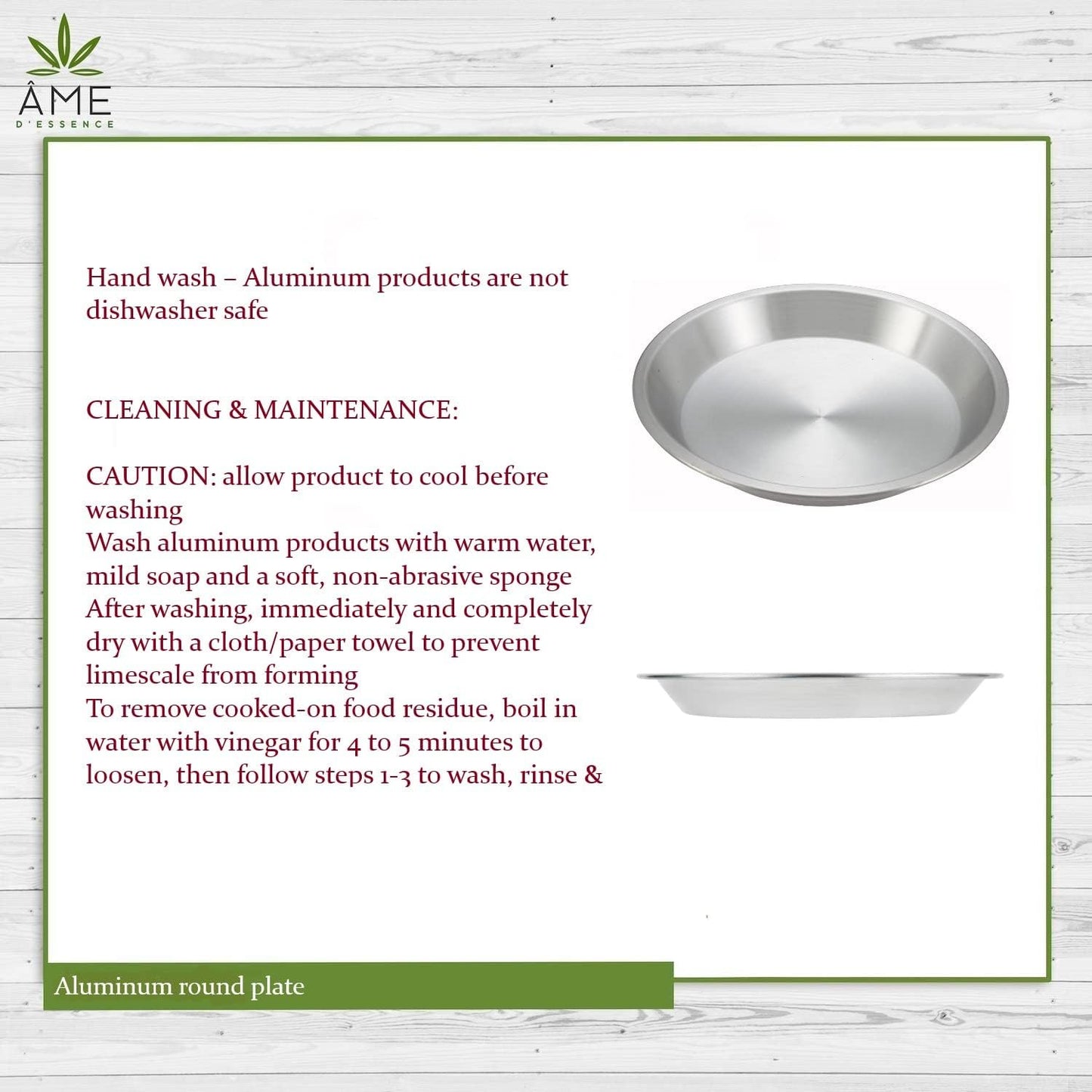 AME D'ESSENCE (1PC-9") Aluminum Pie Pan Commercial Grade Round Pie Plate Size 9" x 1mm Thick
