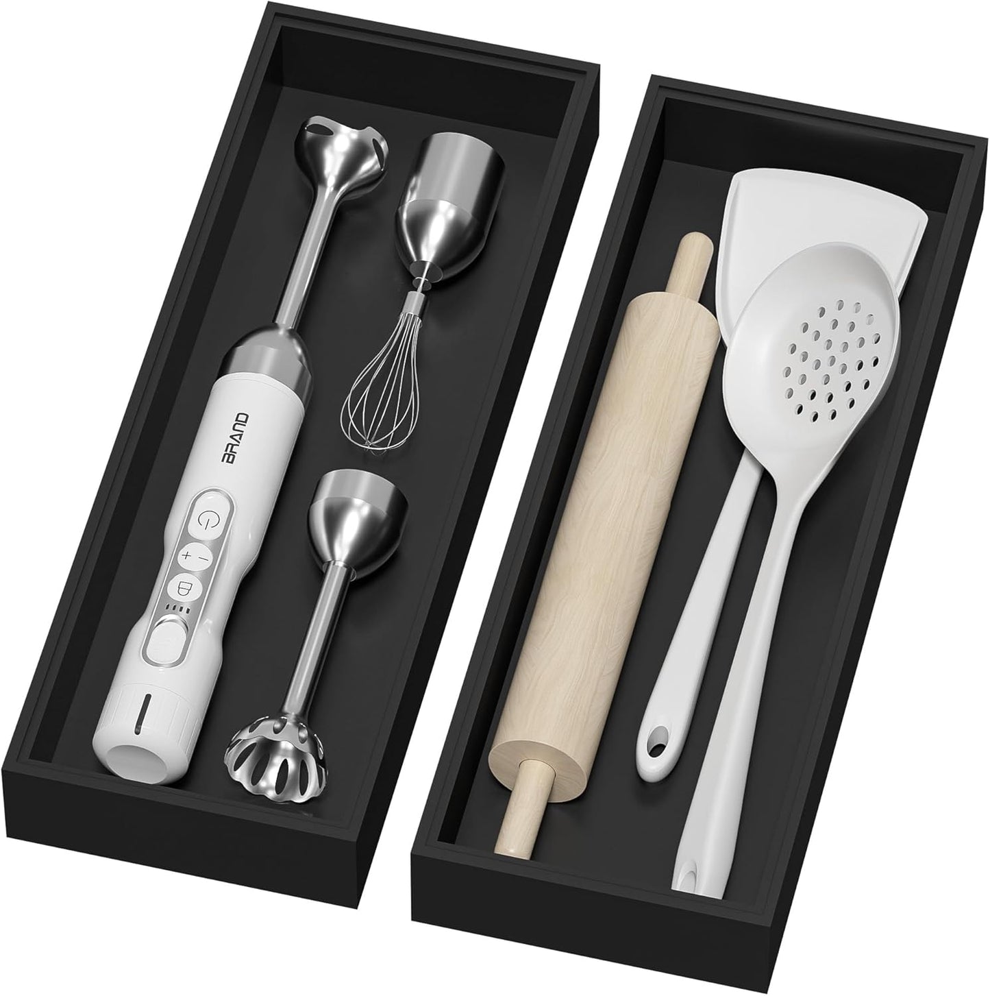 Bamboo Drawer Organizer, Extra Large Silverware Organizer for Kitchen Drawer, Stackable Utensil Organizer, 2 Pcs Toilet Tank Topper Tray, Wooden Toilet Paper Basket (Black, 17 X 6 X 2 Inch)