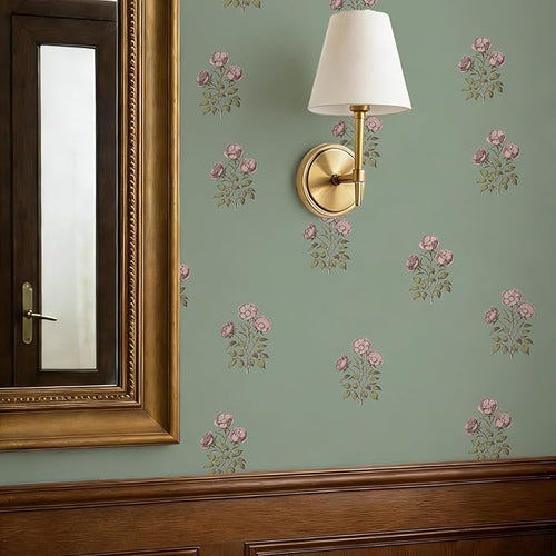 17.3"× 590.5" Vintage Floral Wallpaper Peel and Stick Boho Wallpaper Removable by LUKUUI