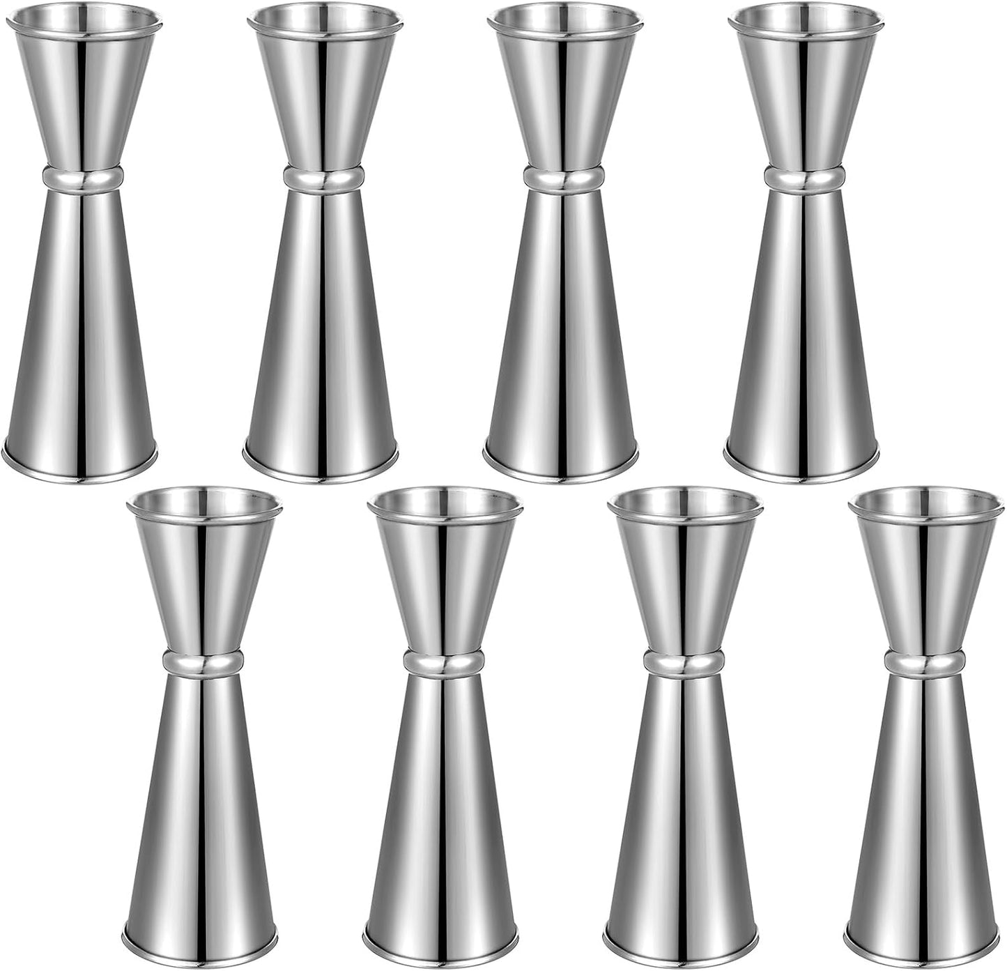 9 Pieces Jigger for Bartending Cocktail Jigger 2 oz 1 oz, 304 Stainless Steel Shot Glass Measuring Cup Shot Measure Jigger Double Jigger for Bartender Bar Supplies