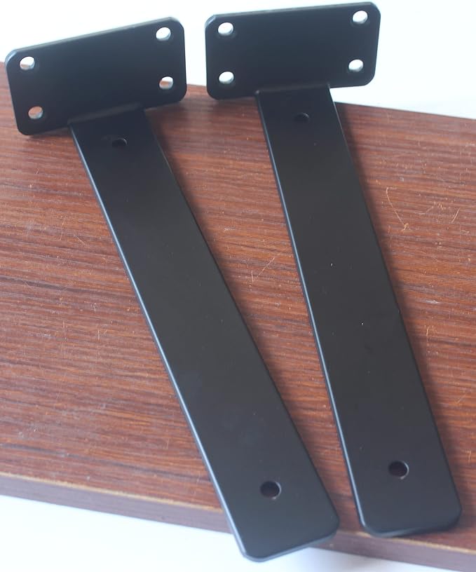 8 Pack - 11 inch Black Hidden L Shelf Bracket Iron Floating Shelf Brackets - Image 7