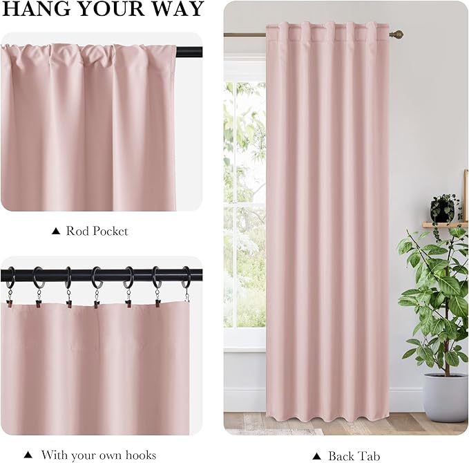 RYB HOME Bedroom Blackout Curtains 80 inches Long, 100% Blackout Thermal - Image 2