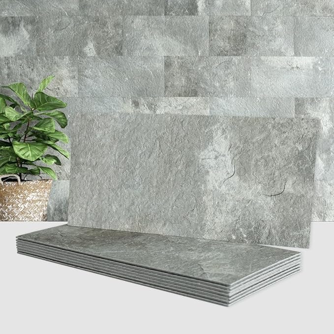 AULIGET 20-Piece Mountain Rock Peel and Stick Backsplash Wall Tiles, Laundry by AULIGET
