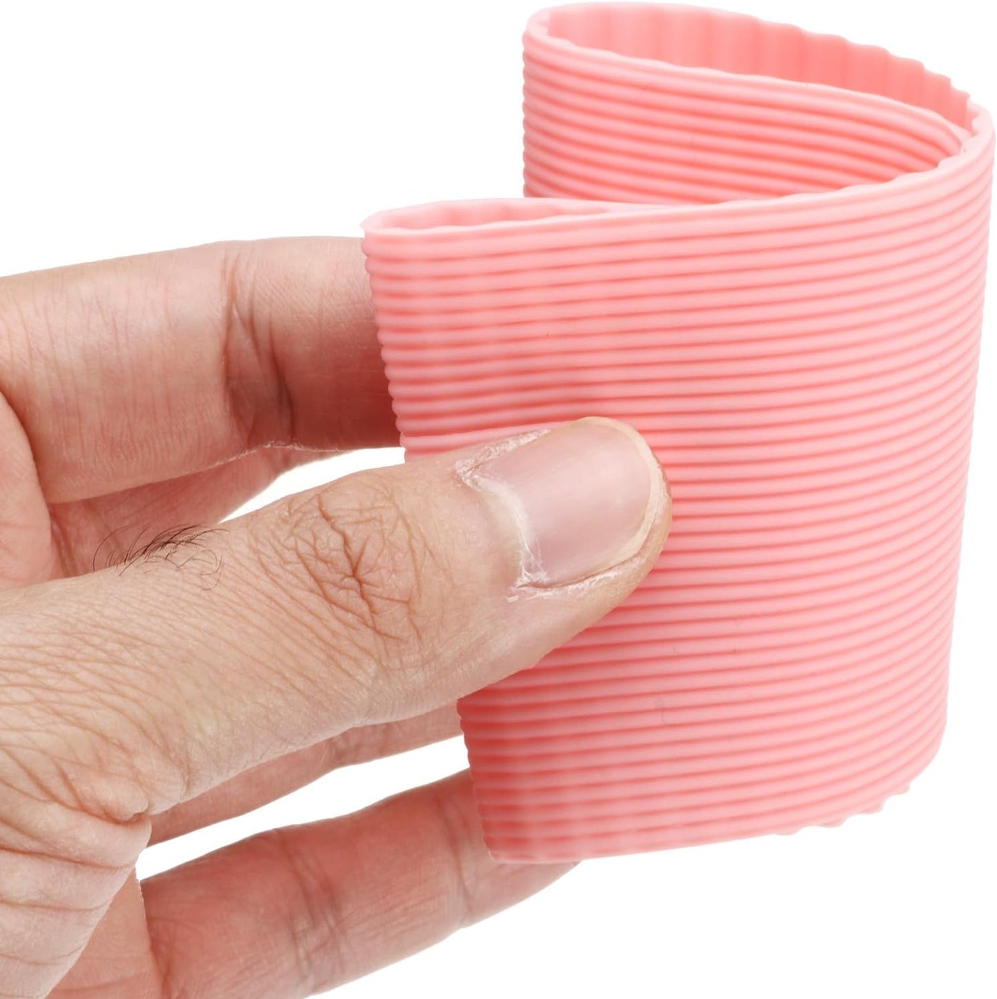 uxcell 3Pcs Coffee Cup Sleeve, Silicone Cup Sleeve Non-slip Glass Water Bottle Mug Sleeves Pink