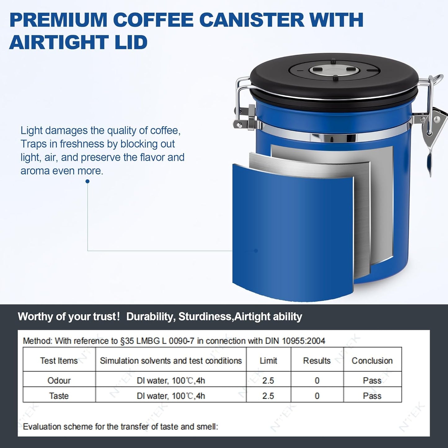 ShanSon Coffee Canister Airtight Coffee Container Stainless Steel Coffee Bean Storage Container with Scoop Coffee Canister for Beans Grounds Sugar Flour Tea Cereal,11OZ,Blue