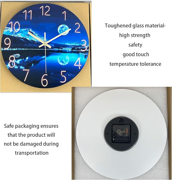 Blue Wall Clocks for Living Room 14 Inch Analog Wall Clock Battery Operated - Image 7