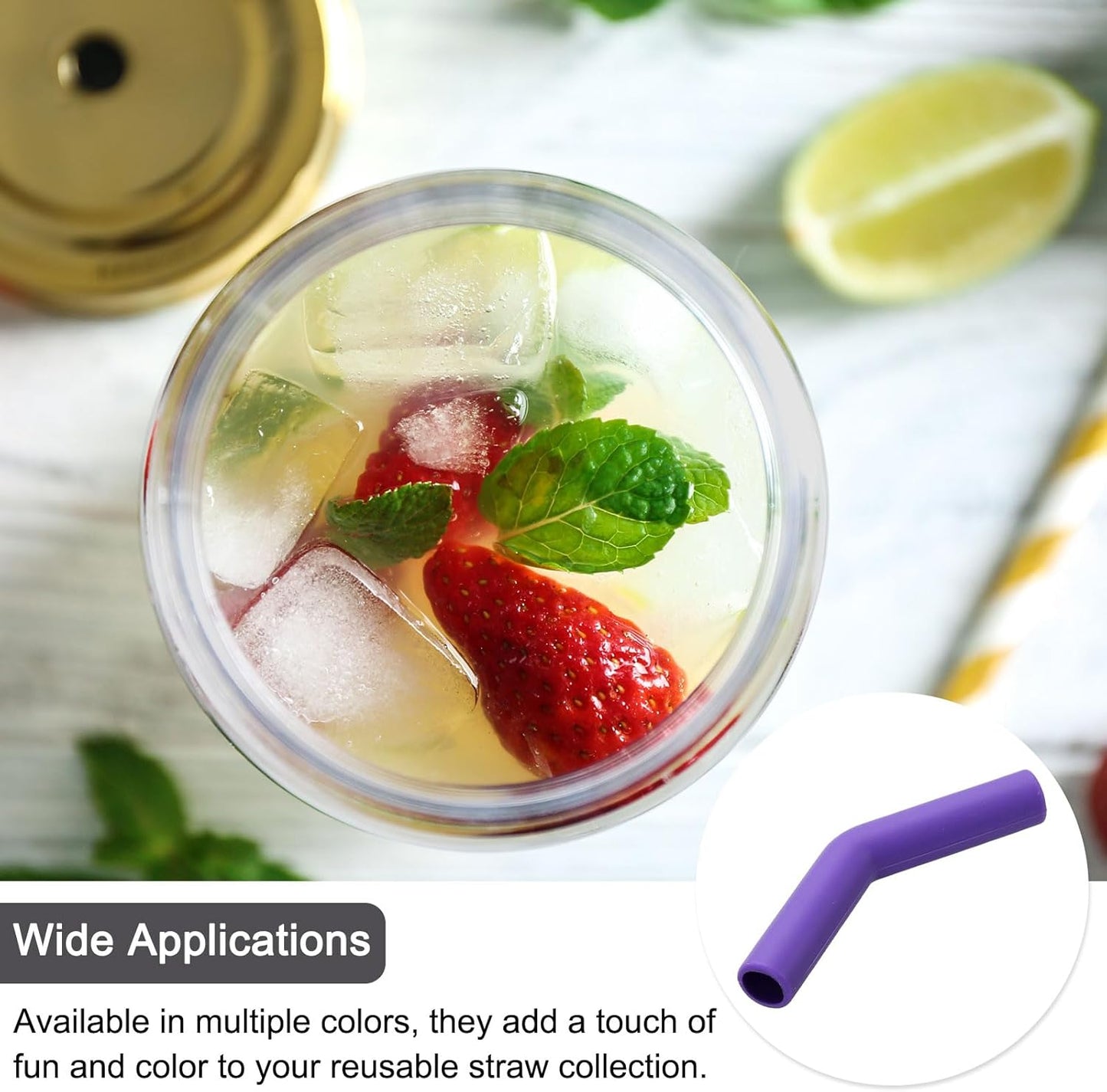 uxcell 4Pcs Silicone Straw Tips, Silicone Straw Elbows Tip, Soft Reusable Metal Straw Covers Fit for 10mm/0.39" OD Stainless Steel Straws, Purple