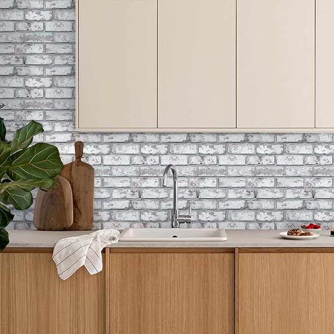 Commomy 10 Pcs 3D Faux Brick Wall Panels -11.8"X11.8" Small Size PVC Grey - Image 8