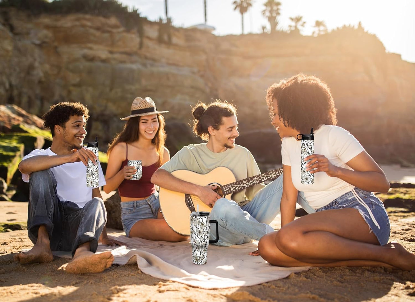 RainCaper 18/8 Stainless Steel Insulated Water Tumbler with Straw | 30oz, BPA-Free, Double Wall for Hot & Cold | Travel-Friendly, Cup Holder Ready (Tiffany Magnolia)