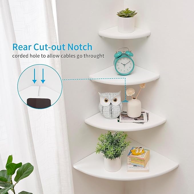 Corner Shelf, Round End Wall Mount Display Shelf - Image 2