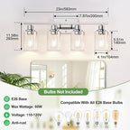 Indoi 4 Light Bathroom Light Fixtures, Chrome Vanity Lights - Image 8