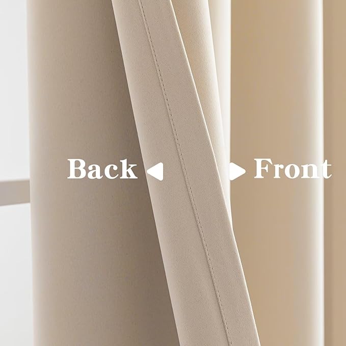IGEMAEVE Beige Curtains 84 Inch Length 2 Panels Set, Light Filtering Curtains - Image 4