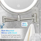 ALHAKIN 9" Wall Mounted Lighted Makeup Mirror, Rechargeable 1X/15X Magnifying - Image 6