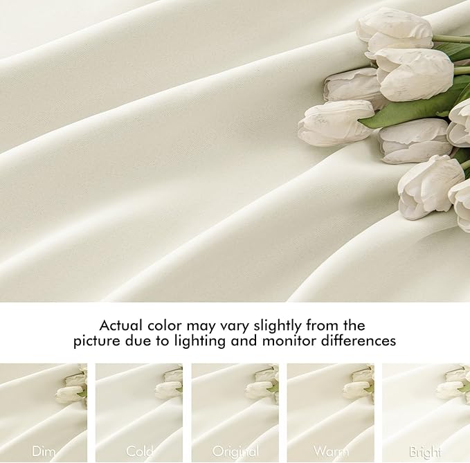 MIULEE Cream Back Tab Blackout Curtains 108 Inch Long 2 Panels Set - Image 8