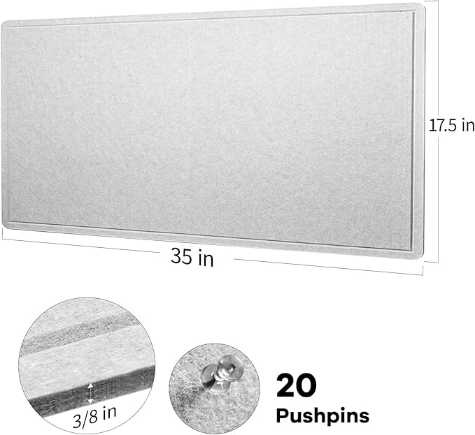 Lightomorrow Bulletin Board, 35 x 17 1/2 inches Felt Board - Image 7