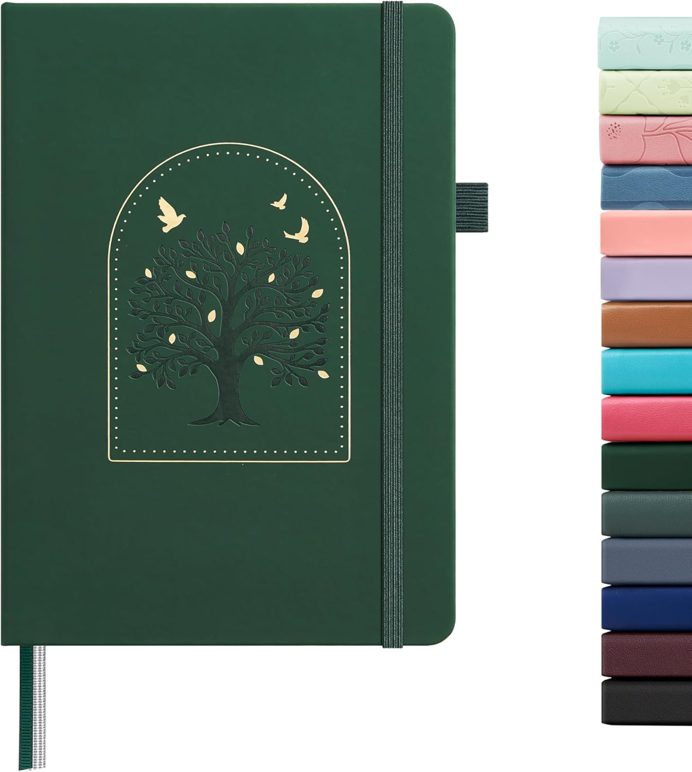 &And Per Se Lined Journal Notebook for Women&Men with Pattern, 160 Pages 100GSM Thick Paper, A5 Hardcover Journals for Writing(Dark Green)