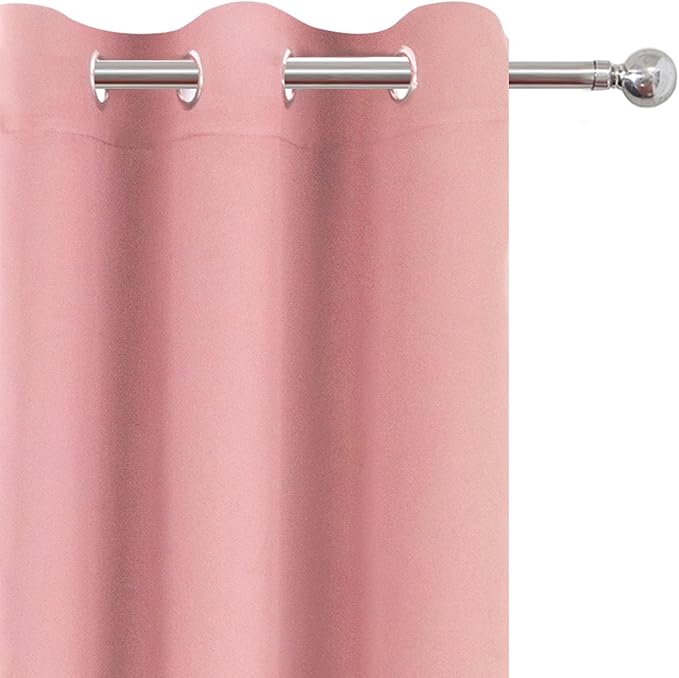 LEMOMO Blackout Curtains 52 x 90 Inch Long Pink Curtains Set of 2 Panels Room - Image 6