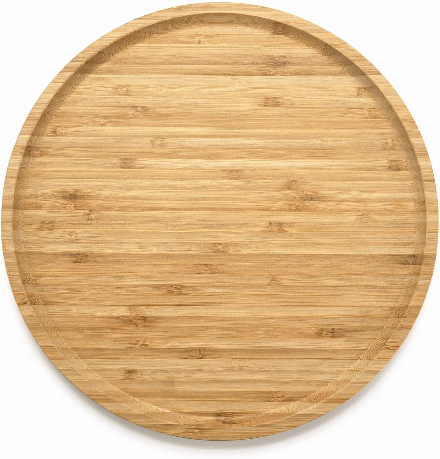 Round Bamboo Tray, Wood Serving Tray, Wooden Platter, Wood Charcuterie Board, Decorative Tray for Coffee Table,13.8 inch
