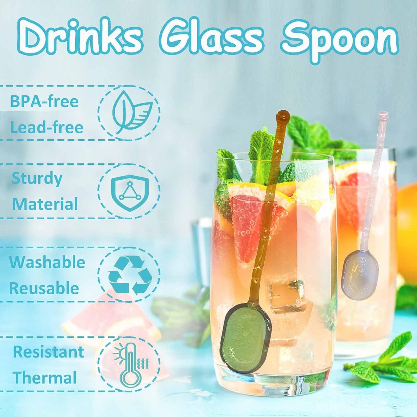 5 Pieces Coffee Spoons, Glass Coffee Stirring Spoon, Espresso Stirring Spoon, Coffee Teaspoons, 6inch Coffee Stirrers for Tea Cocktail Milkshake Cold Drink Home Bar Party