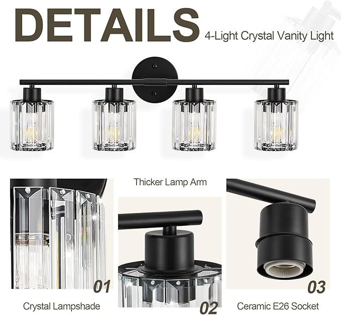 Crystal Bathroom Light Fixtures, Bathroom Lighting Fixtures Over Mirror - Image 4
