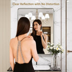 LOAAO 24X30 Inch Brushed Nickel Bathroom Mirror, Rounded Rectangle Silver Metal - Image 2