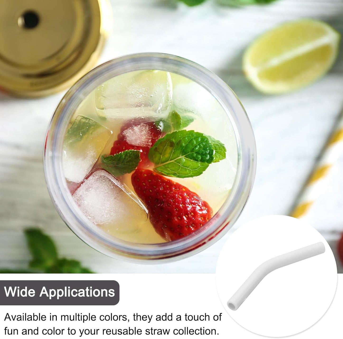 uxcell 6Pcs Silicone Straw Tips, Silicone Straw Elbows Tip, Soft Reusable Metal Straw Covers Fit for 6mm/0.24" OD Stainless Steel Straws, White