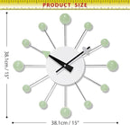 Infinity Instruments Orb Spoke Starburst Wall Clock, Mint Green - Image 7