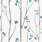 Timeet Peel and Stick Wallpaper White and Blue Floral Wallpaper Boho Leaf by Timeet