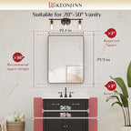 Keonjinn Black Bathroom Mirror, 20 x 30 Inch Rounded Rectangle Bathroom Mirrors - Image 5
