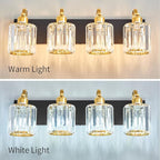 4 Light Crystal Vanity Lights for Bathroom, Modern Matte Black and Gold Wall - Image 7