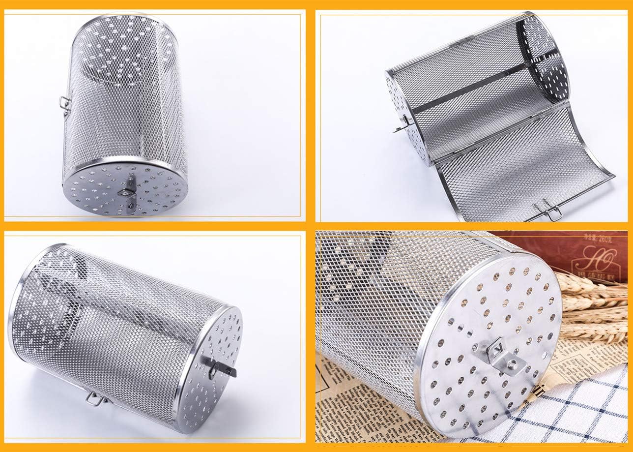 Falytemow Stainless Steel Rotisserie Grill Roaster Drum Oven Basket Oven Roast Baking Rotary for Peanut Dried Nut Coffee Beans BBQ 5.51 x 10.43 inch