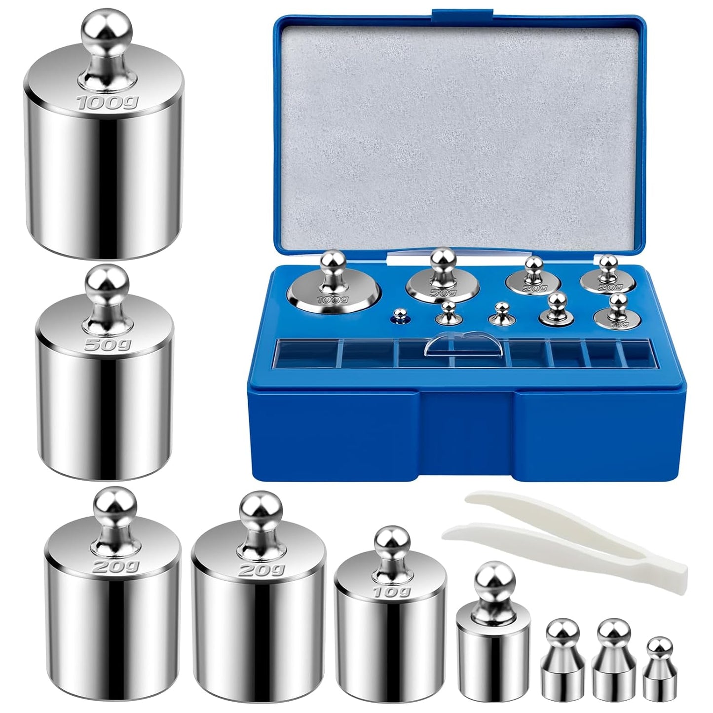 UCEC Calibration Weights for Digital Scale, Scale Weights Calibration Weights Kit, 1g 2g 5g 10g 20g Gram Weight Set with Storage Box and Tweezer