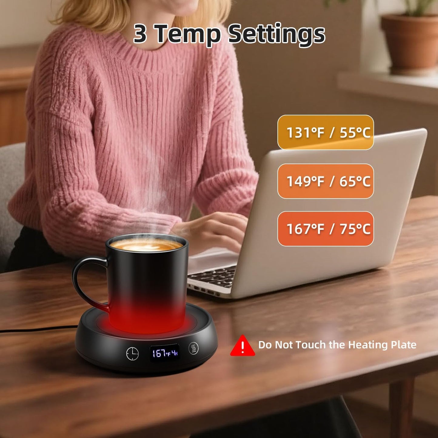 Mug Warmer for Desk, Electric Coffee Cup Warmer 8H Auto Shut Off Candle Warmer for Home Office, Smart Tea Beverage Coffee Warmer with 3 Temperature Setting, Wax Melt Warmer Scented Oil Wax Cube Melter